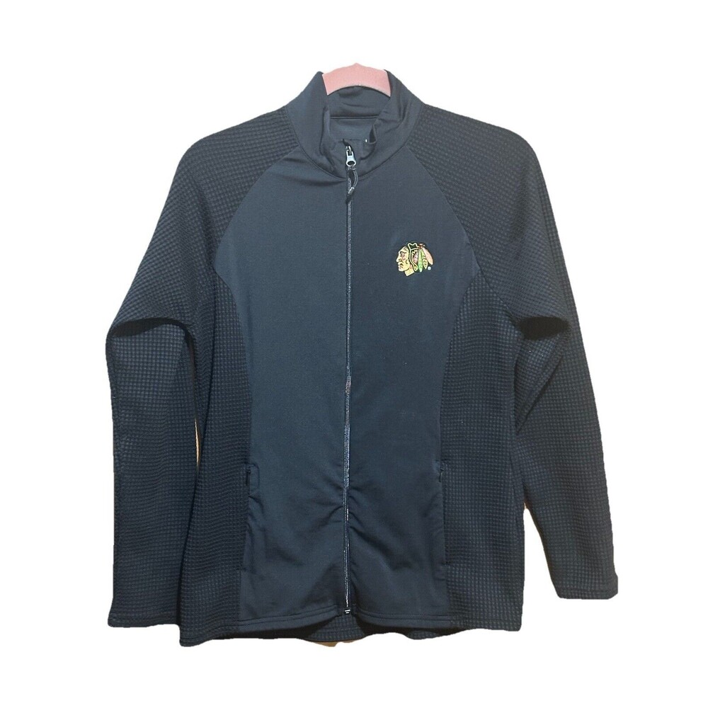 Chicago Blackhawks NHL Black Zip Weatherproof Antigua Soft Lining Women’s Medium
